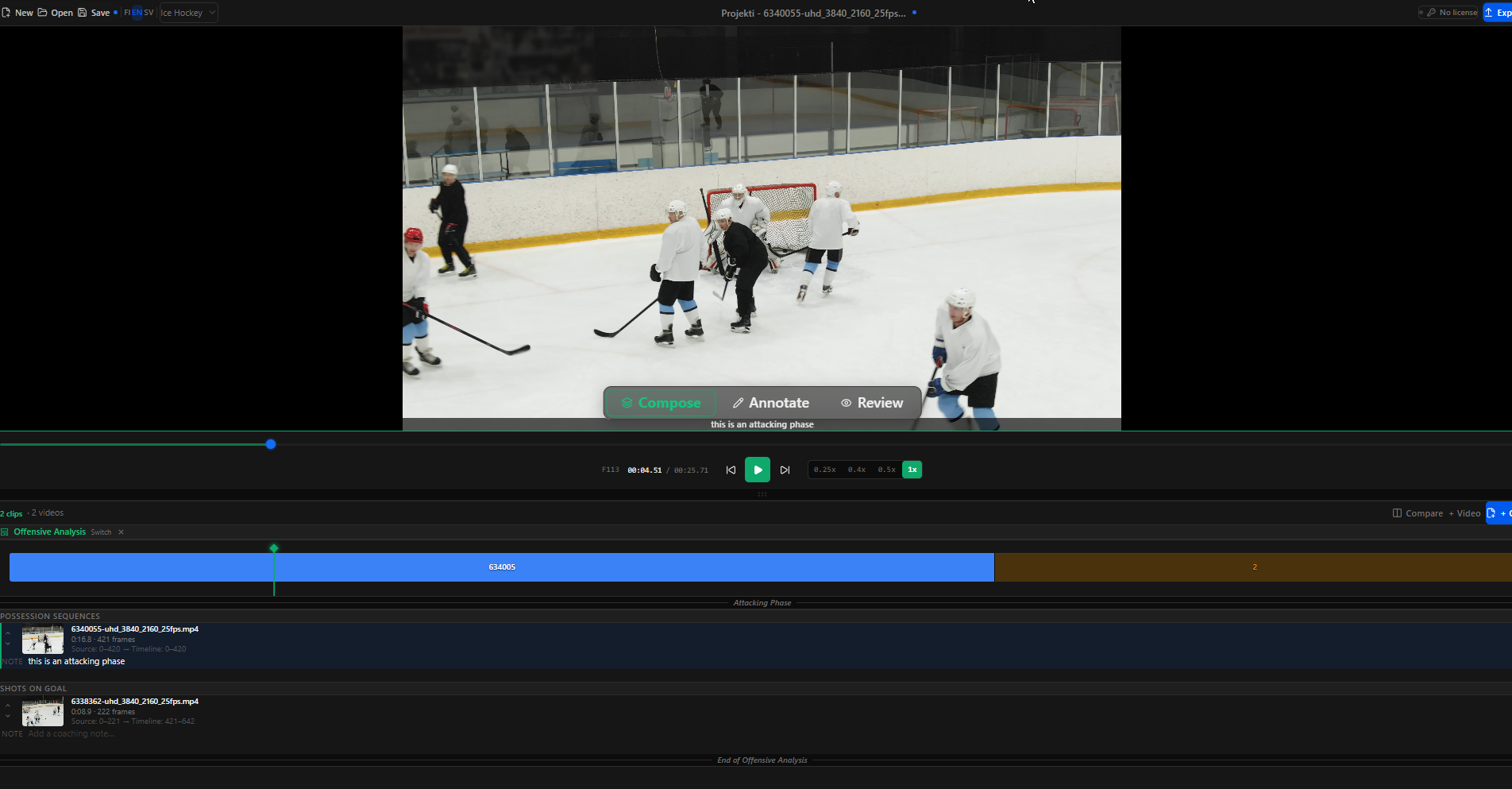Clip timeline with multiple clips